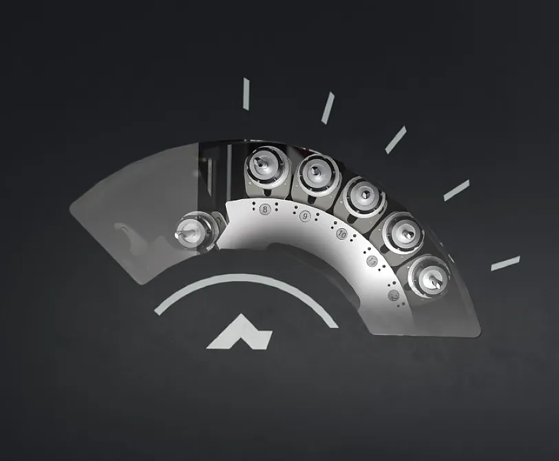 Automatisches Werkzeugmagazin mit 18 Plätzen Automatisches Werkzeugmagazin mit 18 Plätzen