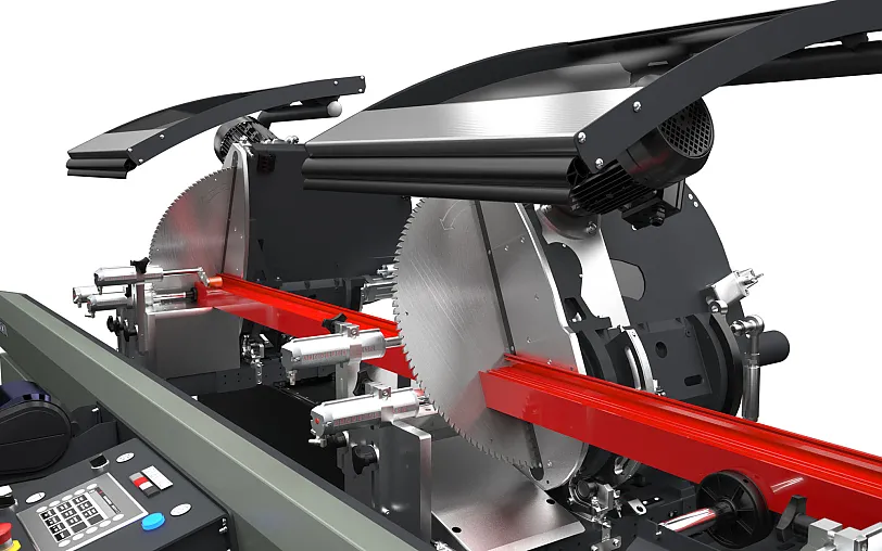 emmegi Precision C2 - virtuelle Neigungsachse der Sägeeinheiten emmegi Precision C2 - virtuelle Neigungsachse der Sägeeinheiten