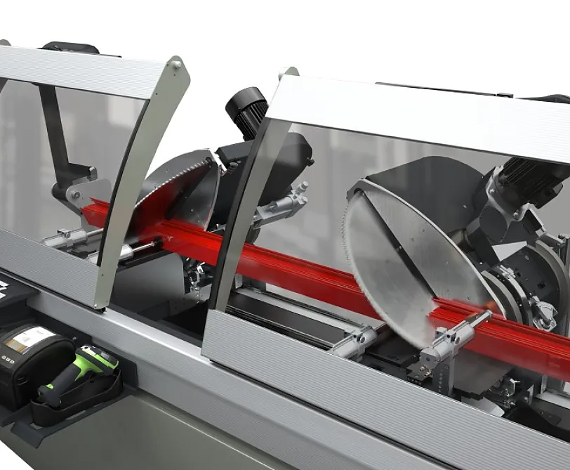 emmegi Precision TS2 - virtuelle Neigung der Sägeeinheiten emmegi Precision TS2 - virtuelle Neigung der Sägeeinheiten der Doppelgehrungssäge