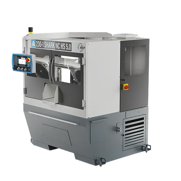 Kompakter Bandsägeautomat MEP Shark 230 NC HS 5.0 Der kompakte Bandsägeautomat Shark 230 von MEP bietet Höchstleistung bei engen Platzverhältnissen