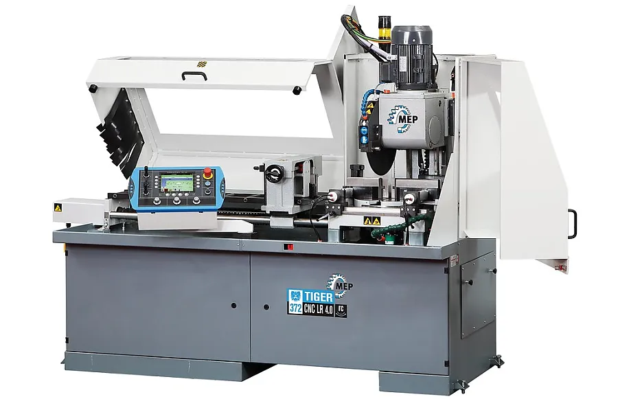 Kreissägeautomat MEP Tiger 372 CNC LR 4.0 RC mit platzsparender Schutzeinrichtung
